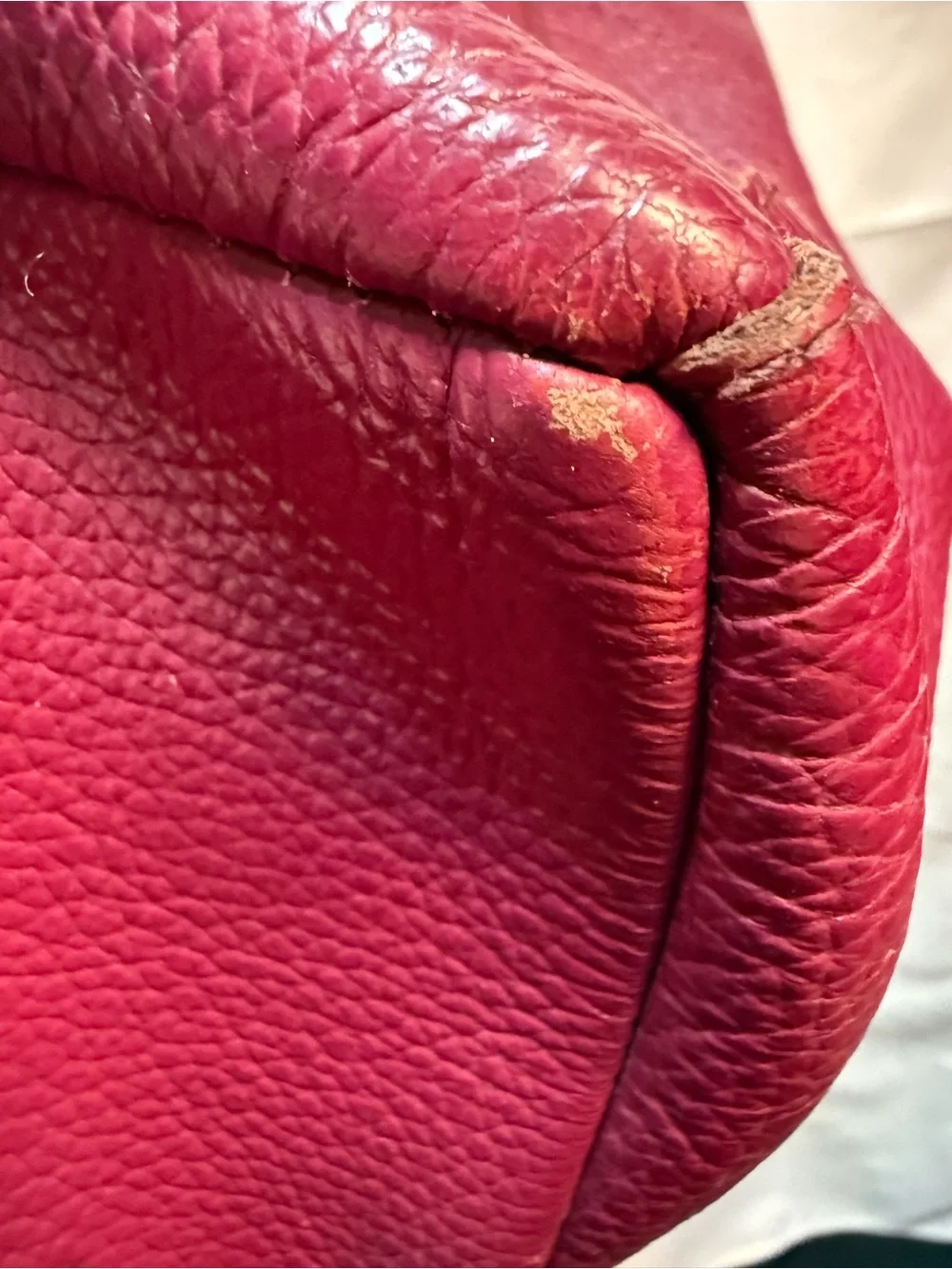 Genuine Italian Pebbled Leather Tote in Deep Burgundy with Tie Detail